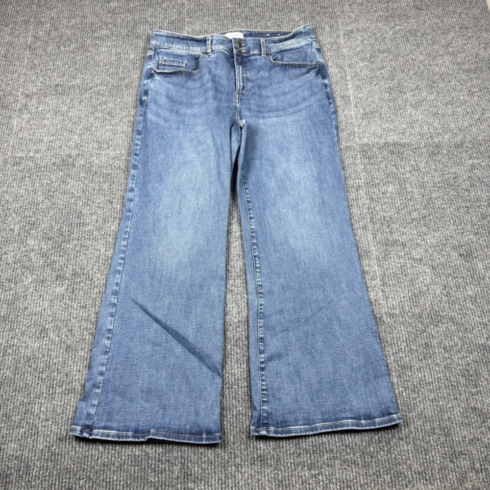 Lane Bryant Women 18 Blue Denim Flare Jeans A83827 Medium Wash Stretch Wide Leg